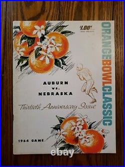 Vintage Nebraska Vs Auburn 1964 Orange Bowl Program Football