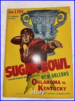 Vintage Oklahoma OU Sooners Vs Kentucky Football Program SUGAR BOWL Jan 1, 1951