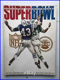 Vintage Original 1969 Super Bowl III Program Baltimore Colts New York Jets