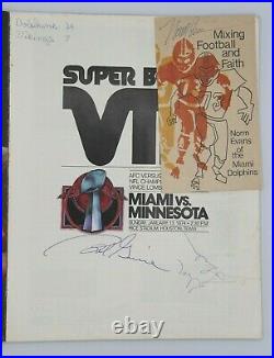 Vintage Super Bowl VIII 1974 Program Dolphins Vikings with Autographs