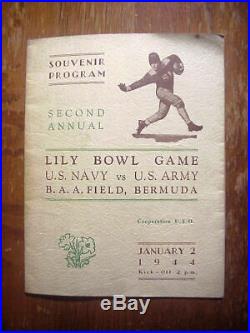 WW2 2nd LILY BOWL GAME Bermuda US NAVY vs US ARMY Football PROGRAM Jan 2 1944