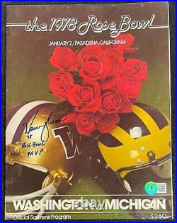 Warren Moon Signed Washington Huskies 1978 Rose Bowl Program Mvp Beckett Coa