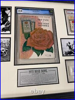 Woody Hayes Signed 1955 Rose Bowl Program Ticket Piece Ohio State 1954 Champs